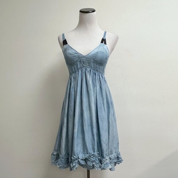 Eairth Stargazer blue bustier slip dress Anthropologie NWT 1 Xs S Silk - Picture 1 of 12